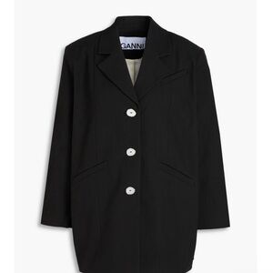 Ganni Black Oversized Blazer with Silver Buttons